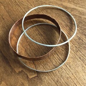 Hammered copper bangle set